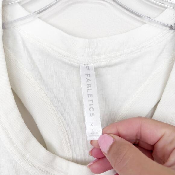 Fabletics White Racerback Tank Top Sz XL - Picture 2 of 5